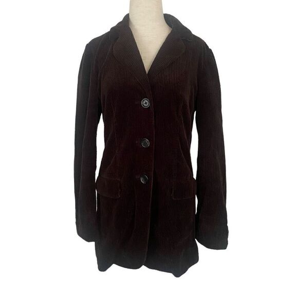 J. Jill Corduroy Blazer Sz XS P Grandpa Jacket Brown 100% Cotton Velour Trim - Picture 12 of 12